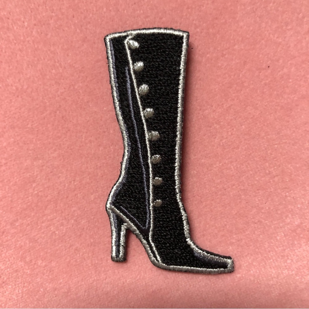Gothic Punk Black High Heeled Boot Iron-On Patch Hot Topic